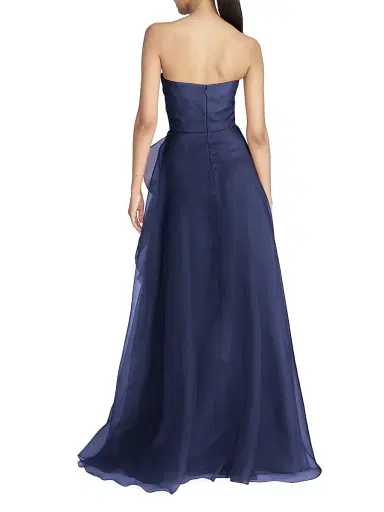 Theia Women's Teresa Draped Tulle Gown - Navy | Thumbnail 4 Theia Women's Teresa Draped Tulle Gown - Navy | Thumbnail 4