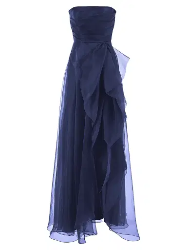 Theia Women's Teresa Draped Tulle Gown - Navy | Thumbnail 1 Theia Women's Teresa Draped Tulle Gown - Navy | Thumbnail 1