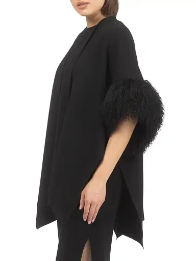 Gorski Women's Knit Vest with Select Mongolian Shearling Lamb Trim | Thumbnail 3 Gorski Women's Knit Vest with Select Mongolian Shearling Lamb Trim | Thumbnail 3