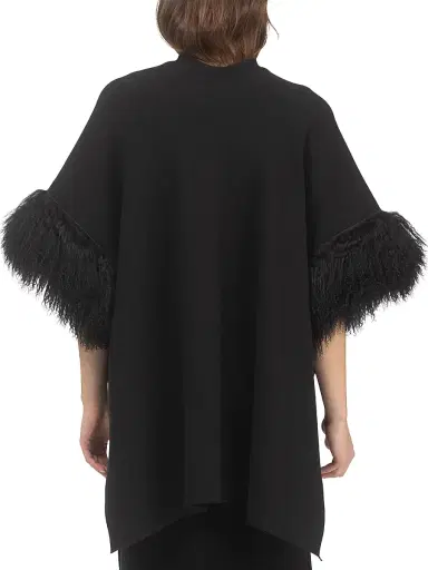 Gorski Women's Knit Vest with Select Mongolian Shearling Lamb Trim | Thumbnail 4 Gorski Women's Knit Vest with Select Mongolian Shearling Lamb Trim | Thumbnail 4