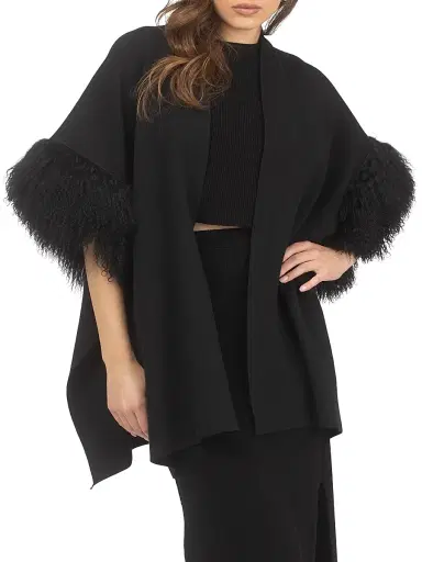 Gorski Women's Knit Vest with Select Mongolian Shearling Lamb Trim | Thumbnail 5 Gorski Women's Knit Vest with Select Mongolian Shearling Lamb Trim | Thumbnail 5