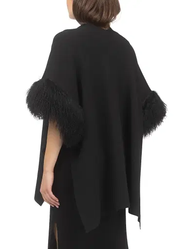 Gorski Women's Knit Vest with Select Mongolian Shearling Lamb Trim | Thumbnail 6 Gorski Women's Knit Vest with Select Mongolian Shearling Lamb Trim | Thumbnail 6