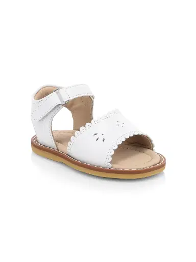 Elephantito Baby Girl's Scallop Leather Sandals - White 5 (Baby) | Thumbnail 1 Elephantito Baby Girl's Scallop Leather Sandals - White 5 (Baby) | Thumbnail 1