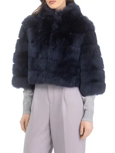 Gorski Women's Merinillo Shearling Lamb Bolero - Navy - Size XL | Thumbnail 3 Gorski Women's Merinillo Shearling Lamb Bolero - Navy - Size XL | Thumbnail 3
