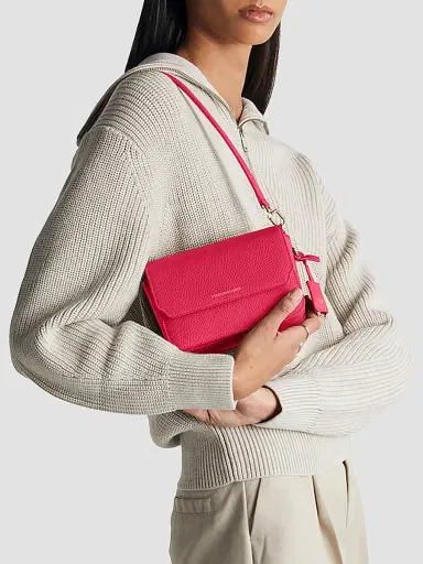 MAISON de SABRÉ Women's Mini Leather Flap Bag - Shibuya Fuchsia | Thumbnail 3 MAISON de SABRÉ Women's Mini Leather Flap Bag - Shibuya Fuchsia | Thumbnail 3