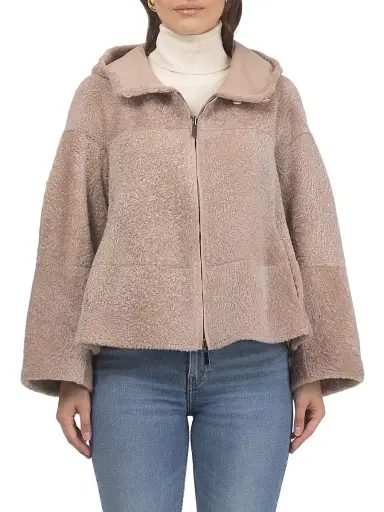 Gorski Women's Reversible New Zealand Shearling Lamb Zip Parka | Thumbnail 2 Gorski Women's Reversible New Zealand Shearling Lamb Zip Parka | Thumbnail 2