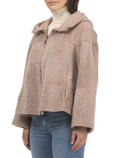 Gorski Women's Reversible New Zealand Shearling Lamb Zip Parka | Thumbnail 3 Gorski Women's Reversible New Zealand Shearling Lamb Zip Parka | Thumbnail 3