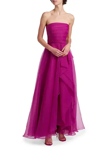 Theia Women's Teresa Draped Tulle Gown - Sangria | Thumbnail 3 Theia Women's Teresa Draped Tulle Gown - Sangria | Thumbnail 3