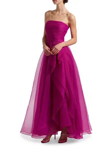 Theia Women's Teresa Draped Tulle Gown - Sangria | Thumbnail 4 Theia Women's Teresa Draped Tulle Gown - Sangria | Thumbnail 4