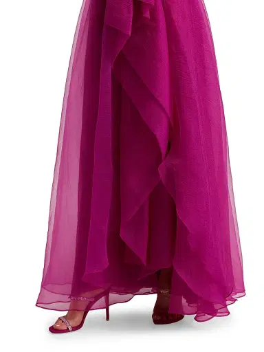 Theia Women's Teresa Draped Tulle Gown - Sangria | Thumbnail 7 Theia Women's Teresa Draped Tulle Gown - Sangria | Thumbnail 7