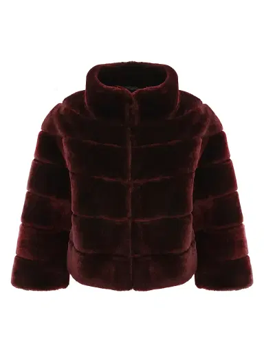 Gorski Women's Shearling Lamb Bolero Coat - Burgundy - Size Large | Thumbnail 1 Gorski Women's Shearling Lamb Bolero Coat - Burgundy - Size Large | Thumbnail 1