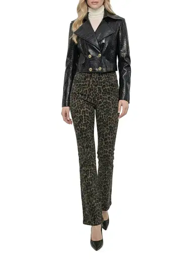 Gorski Women's Select Nappa Leather Croco Embossed Bolero - Black | Thumbnail 6 Gorski Women's Select Nappa Leather Croco Embossed Bolero - Black | Thumbnail 6