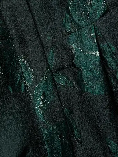 Teri Jon by Rickie Freeman Women's Three-Quarter Sleeve Metallic Jacquard Shirt Waist Gown - Emerald | Thumbnail 7 Teri Jon by Rickie Freeman Women's Three-Quarter Sleeve Metallic Jacquard Shirt Waist Gown - Emerald | Thumbnail 7