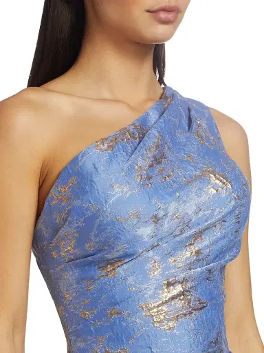 Teri Jon by Rickie Freeman Women's Jacquard One-Shoulder Gown - Sky Blue | Thumbnail 6 Teri Jon by Rickie Freeman Women's Jacquard One-Shoulder Gown - Sky Blue | Thumbnail 6