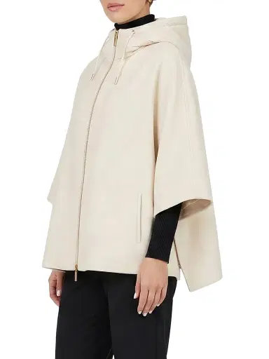 Gorski Women's Select Cashmere and Wool Blend Cape with Down Filled Hood - Ivory | Thumbnail 3 Gorski Women's Select Cashmere and Wool Blend Cape with Down Filled Hood - Ivory | Thumbnail 3