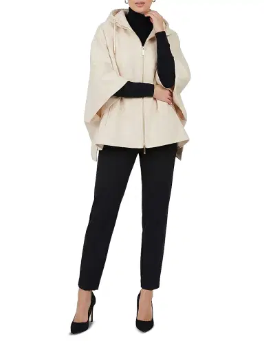Gorski Women's Select Cashmere and Wool Blend Cape with Down Filled Hood - Ivory | Thumbnail 5 Gorski Women's Select Cashmere and Wool Blend Cape with Down Filled Hood - Ivory | Thumbnail 5
