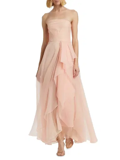Theia Women's Teresa Draped Tulle Gown - Blush | Thumbnail 2 Theia Women's Teresa Draped Tulle Gown - Blush | Thumbnail 2