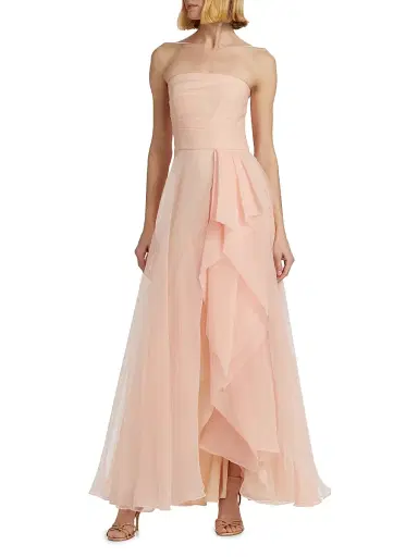 Theia Women's Teresa Draped Tulle Gown - Blush | Thumbnail 3 Theia Women's Teresa Draped Tulle Gown - Blush | Thumbnail 3