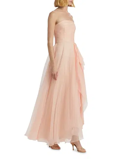 Theia Women's Teresa Draped Tulle Gown - Blush | Thumbnail 4 Theia Women's Teresa Draped Tulle Gown - Blush | Thumbnail 4