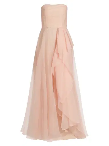 Theia Women's Teresa Draped Tulle Gown - Blush | Thumbnail 1 Theia Women's Teresa Draped Tulle Gown - Blush | Thumbnail 1