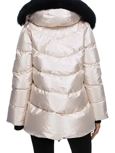 Gorski Women's Apres-Ski Jacket with Detachable Toscana Shearling lamb Hood Trim - Gold - Size Small | Thumbnail 4 Gorski Women's Apres-Ski Jacket with Detachable Toscana Shearling lamb Hood Trim - Gold - Size Small | Thumbnail 4