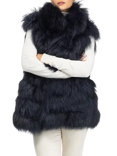 Gorski Women's Select Lamb Vest - Navy | Thumbnail 2 Gorski Women's Select Lamb Vest - Navy | Thumbnail 2