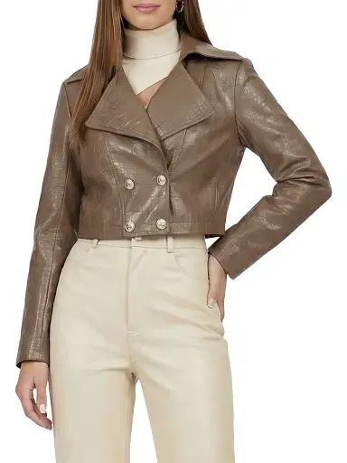 Gorski Women's Select Nappa Leather Croco Embossed Bolero - Camel | Thumbnail 2 Gorski Women's Select Nappa Leather Croco Embossed Bolero - Camel | Thumbnail 2