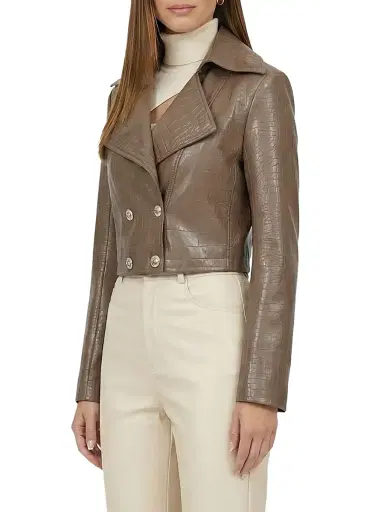 Gorski Women's Select Nappa Leather Croco Embossed Bolero - Camel | Thumbnail 3 Gorski Women's Select Nappa Leather Croco Embossed Bolero - Camel | Thumbnail 3