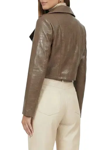 Gorski Women's Select Nappa Leather Croco Embossed Bolero - Camel | Thumbnail 4 Gorski Women's Select Nappa Leather Croco Embossed Bolero - Camel | Thumbnail 4