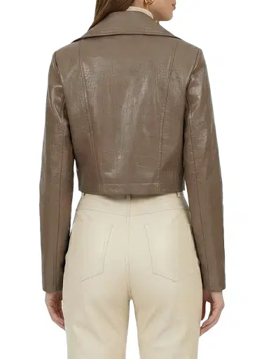 Gorski Women's Select Nappa Leather Croco Embossed Bolero - Camel | Thumbnail 5 Gorski Women's Select Nappa Leather Croco Embossed Bolero - Camel | Thumbnail 5