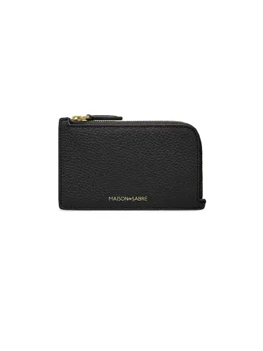 MAISON de SABRÉ Women's Leather Zip Card Holder - Black Caviar | Thumbnail 1 MAISON de SABRÉ Women's Leather Zip Card Holder - Black Caviar | Thumbnail 1