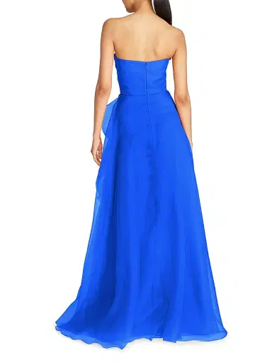 Theia Women's Teresa Draped Tulle Gown - Brilliant Blue | Thumbnail 4 Theia Women's Teresa Draped Tulle Gown - Brilliant Blue | Thumbnail 4