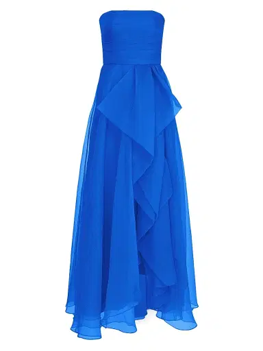 Theia Women's Teresa Draped Tulle Gown - Brilliant Blue | Thumbnail 1 Theia Women's Teresa Draped Tulle Gown - Brilliant Blue | Thumbnail 1