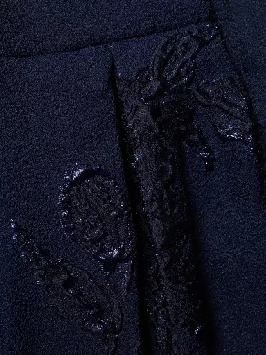 Teri Jon by Rickie Freeman Women's Three-Quarter Sleeve Metallic Jacquard Shirt Waist Gown - Navy | Thumbnail 7 Teri Jon by Rickie Freeman Women's Three-Quarter Sleeve Metallic Jacquard Shirt Waist Gown - Navy | Thumbnail 7