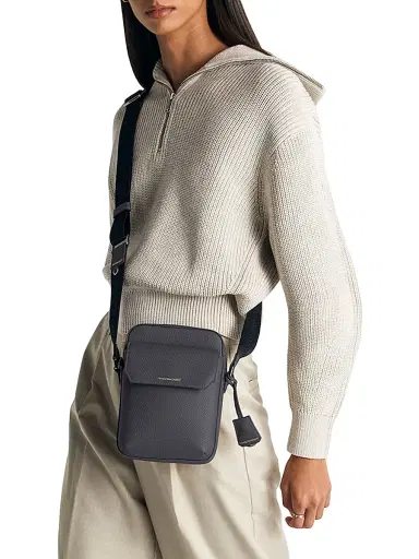 MAISON de SABRÉ Leather Messenger Bag - Graphite Grey | Thumbnail 2 MAISON de SABRÉ Leather Messenger Bag - Graphite Grey | Thumbnail 2