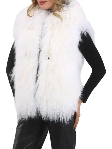 Gorski Women's Reversible Select Mongolian Shearling Lamb Vest | Thumbnail 3 Gorski Women's Reversible Select Mongolian Shearling Lamb Vest | Thumbnail 3