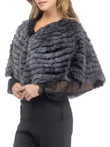 Gorski Women's Toscana Shearling Lamb Layered Capelet - Black | Thumbnail 3 Gorski Women's Toscana Shearling Lamb Layered Capelet - Black | Thumbnail 3