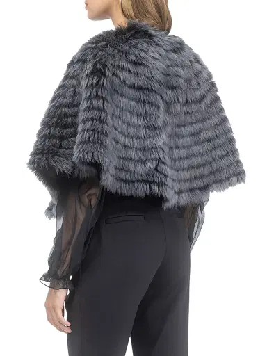 Gorski Women's Toscana Shearling Lamb Layered Capelet - Black | Thumbnail 4 Gorski Women's Toscana Shearling Lamb Layered Capelet - Black | Thumbnail 4