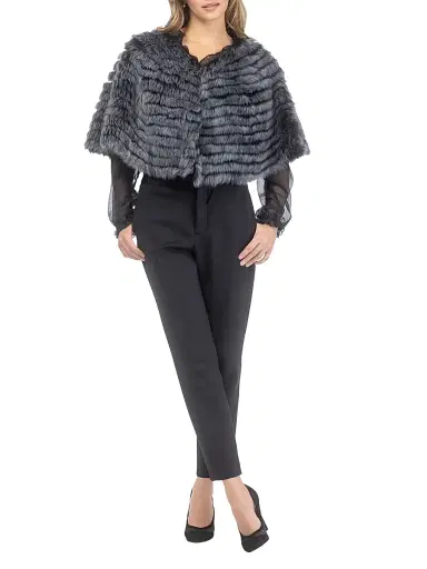 Gorski Women's Toscana Shearling Lamb Layered Capelet - Black | Thumbnail 5 Gorski Women's Toscana Shearling Lamb Layered Capelet - Black | Thumbnail 5