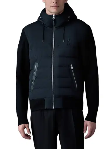 Mackage Men's Andrew Hooded Mixed-Media Down Coat - Black | Thumbnail 3 Mackage Men's Andrew Hooded Mixed-Media Down Coat - Black | Thumbnail 3