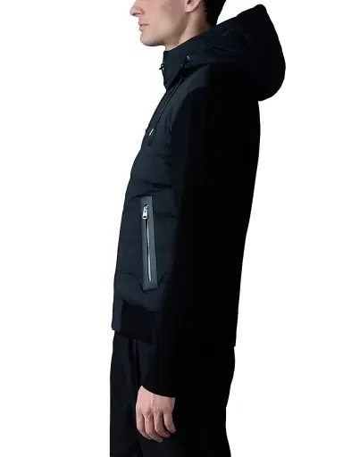 Mackage Men's Andrew Hooded Mixed-Media Down Coat - Black | Thumbnail 4 Mackage Men's Andrew Hooded Mixed-Media Down Coat - Black | Thumbnail 4