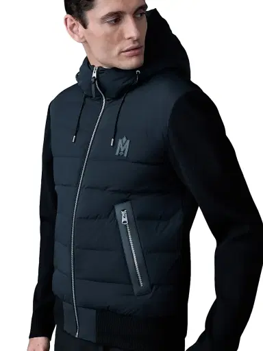 Mackage Men's Andrew Hooded Mixed-Media Down Coat - Black | Thumbnail 6 Mackage Men's Andrew Hooded Mixed-Media Down Coat - Black | Thumbnail 6
