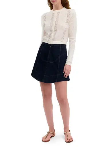 Rebecca Taylor Women's Rhea Lace Merino Wool-Cotton Cardigan - | Thumbnail 2 Rebecca Taylor Women's Rhea Lace Merino Wool-Cotton Cardigan - | Thumbnail 2