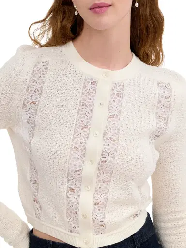 Rebecca Taylor Women's Rhea Lace Merino Wool-Cotton Cardigan - | Thumbnail 6 Rebecca Taylor Women's Rhea Lace Merino Wool-Cotton Cardigan - | Thumbnail 6