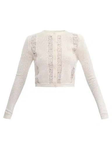 Rebecca Taylor Women's Rhea Lace Merino Wool-Cotton Cardigan - | Thumbnail 1 Rebecca Taylor Women's Rhea Lace Merino Wool-Cotton Cardigan - | Thumbnail 1