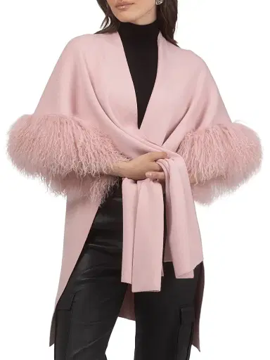 Gorski Women's Knit Vest with Select Mongolian Shearling Lamb Trim | Thumbnail 4 Gorski Women's Knit Vest with Select Mongolian Shearling Lamb Trim | Thumbnail 4