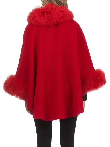 Gorski Women's Cashmere and Wool Blend Cape with Select Lamb Trim | Thumbnail 5 Gorski Women's Cashmere and Wool Blend Cape with Select Lamb Trim | Thumbnail 5