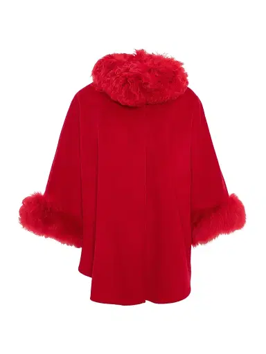 Gorski Women's Cashmere and Wool Blend Cape with Select Lamb Trim | Thumbnail 1 Gorski Women's Cashmere and Wool Blend Cape with Select Lamb Trim | Thumbnail 1