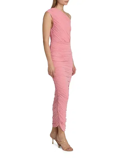 Ronny Kobo Women's Emina One-Shoulder Ruched Midi-Dress - Blush | Thumbnail 4 Ronny Kobo Women's Emina One-Shoulder Ruched Midi-Dress - Blush | Thumbnail 4
