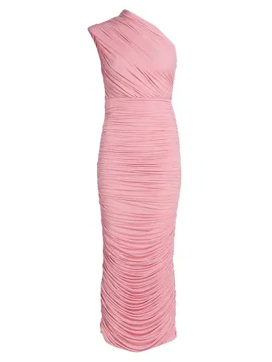 Ronny Kobo Women's Emina One-Shoulder Ruched Midi-Dress - Blush | Thumbnail 1 Ronny Kobo Women's Emina One-Shoulder Ruched Midi-Dress - Blush | Thumbnail 1